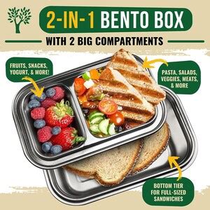 greenlunch stainless steel 3-in-1 bento lunch box|304 stainless steel lunch box.